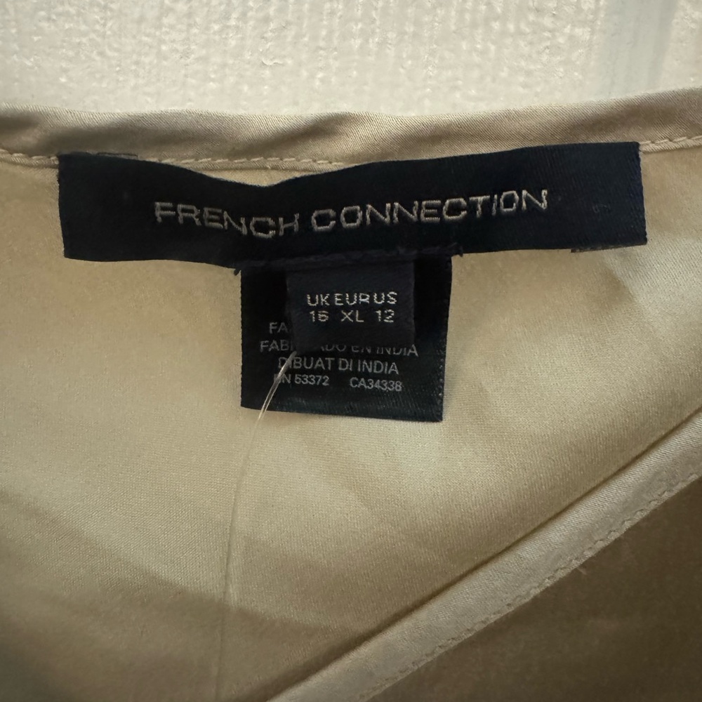 FRENCH CONNECTION Inu Satin Mesh Cutout Slip Dress Wild Wheat NWT Sz 12 - Picture 5 of 8